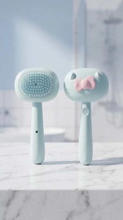 Cepillo para baño de mascotas con dispensador de jabón