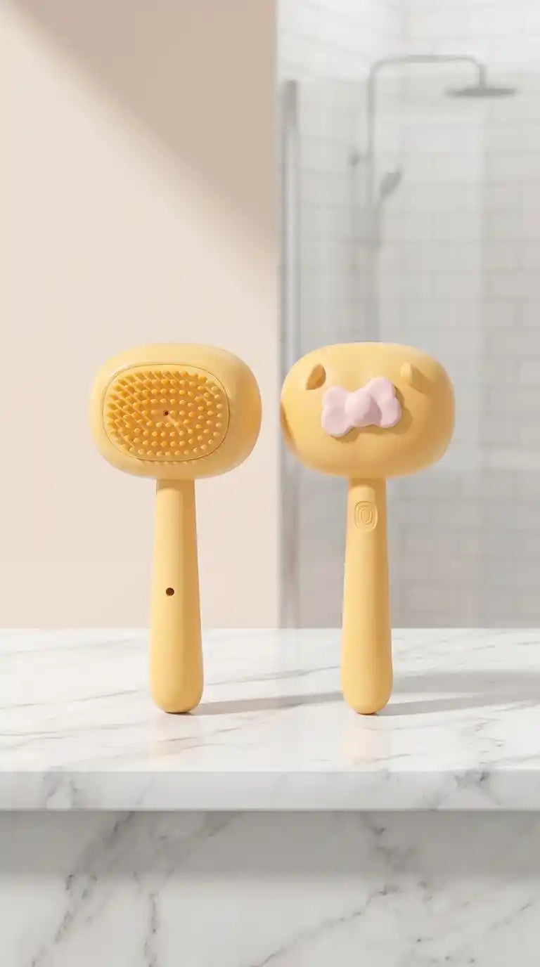 Cepillo para baño de mascotas con dispensador de jabón